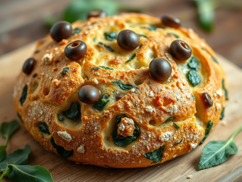 Homemade Wholemeal Bread with Olives &&nbsp;Spinach